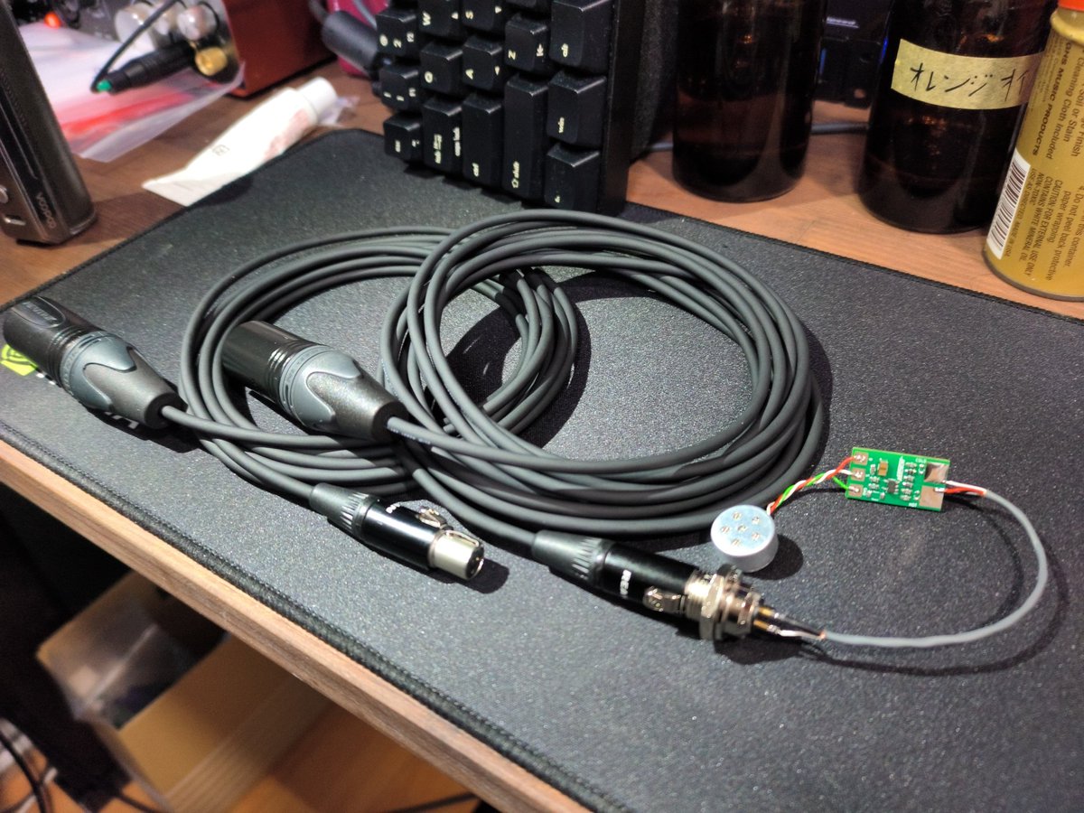 root_ab's tweet image. ロボットケーブルでマイクケーブル作った