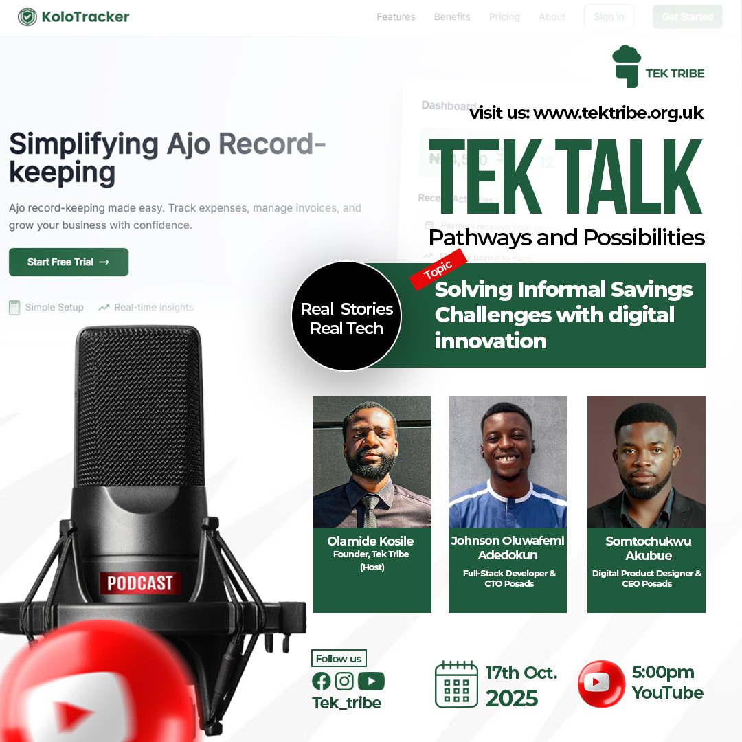 TekTribe_CIC's tweet photo. Join  us at 5pm this Friday on @https://youtube.com/@tek_tribe for another edition of #TekTalk, where we will learn how digital innovation is transforming informal savings systems across communities.

Be part of the conversation.
#LaVozArgentina #sstvi https://t.co/nGAaG9MDXZ