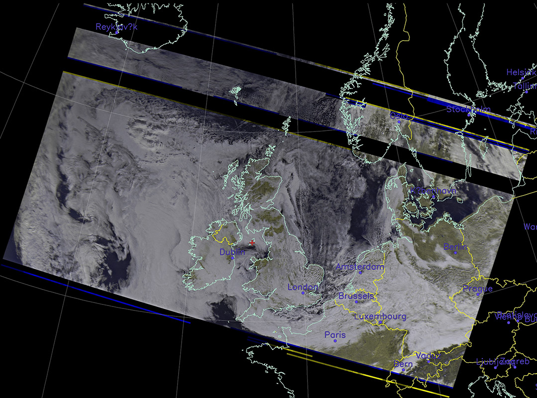 MichaelHowland1's tweet image. #weather #satellite pass this this morning... 
#raspberrypi #rtlsdr #raspiNOAAv2 #isleofman