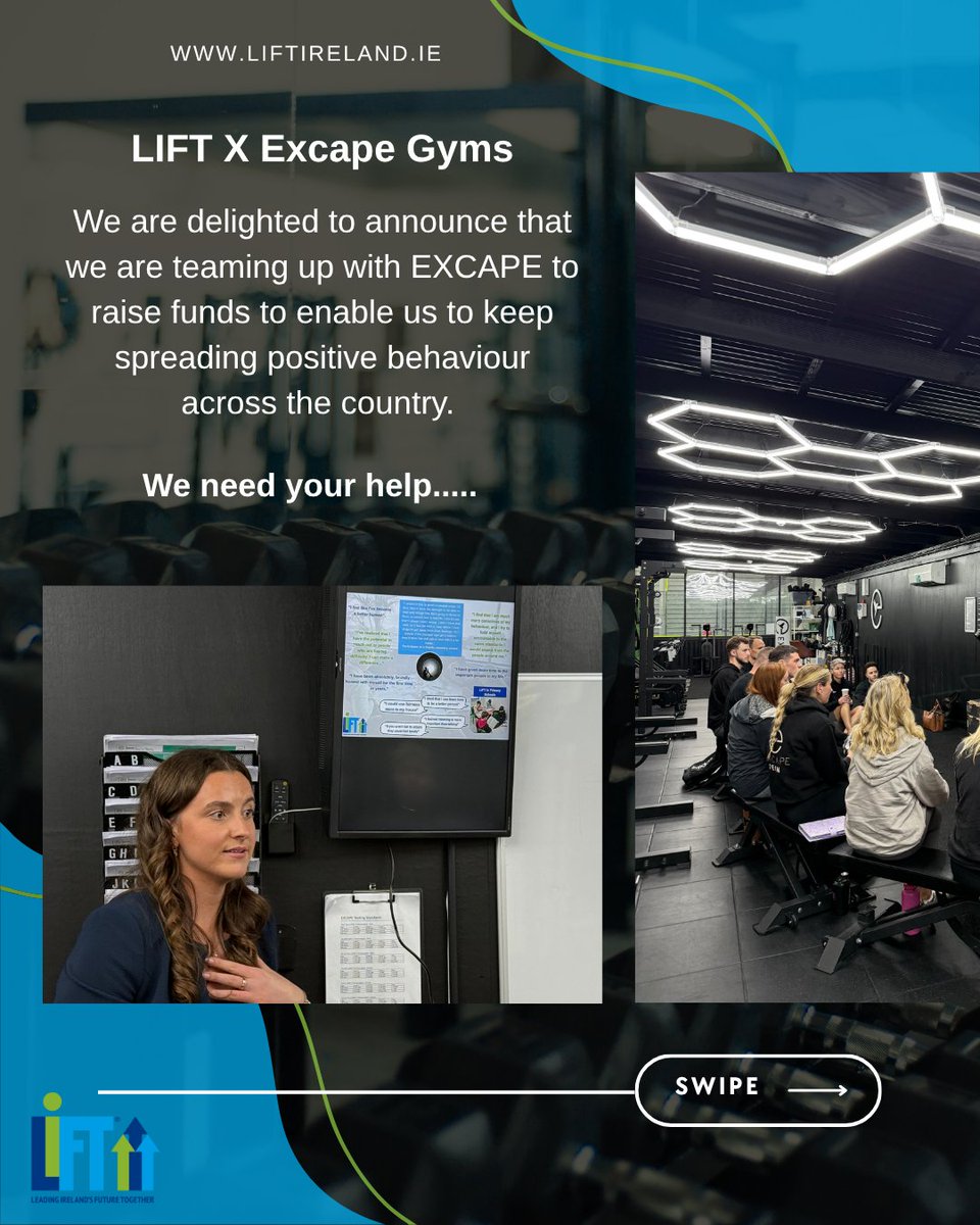 LiFTIreland's tweet photo. This Sunday, Joanne, Hannah, Sarah-Lyn and Leah from the LIFT Team are joining the EXCAPE Gym community to push themselves to their limits 💪

Raising funds to  help us keep building stronger young people and real change. 💛

 👉 Donate today https://t.co/FLkHwd075E https://t.co/ACsp5YIUYZ