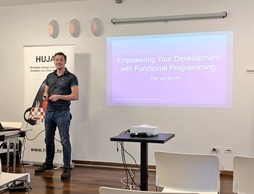 vilojona's tweet image. Learning about #FunctionalProgramming by @ties_ven at @JavaCro #javacro25 
* Clear, from the basics, super understandable and eye opening .... Don&apos;t miss this talk