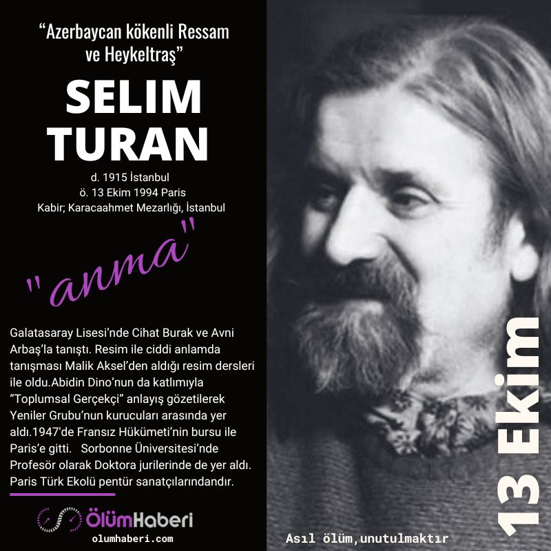 OlumHaberi's tweet photo. GÜNÜN ANMALARI.. (13.Ekim)
Mahmut Tali Öngören
Nilgün Marmara
Selim Turan
https://t.co/mHRZXAkEsq
#İstanbul #vefat #anma #tarih #CahitSıtkıTarancı #CevatSakirKabaagaclı #KamranYuce #MahmutTaliOngoren #NilgünMarmara #SelimTuran #yazar #sinema #ressam #besteci #tarih #TRT https://t.co/WQ96HJ5Qm4
