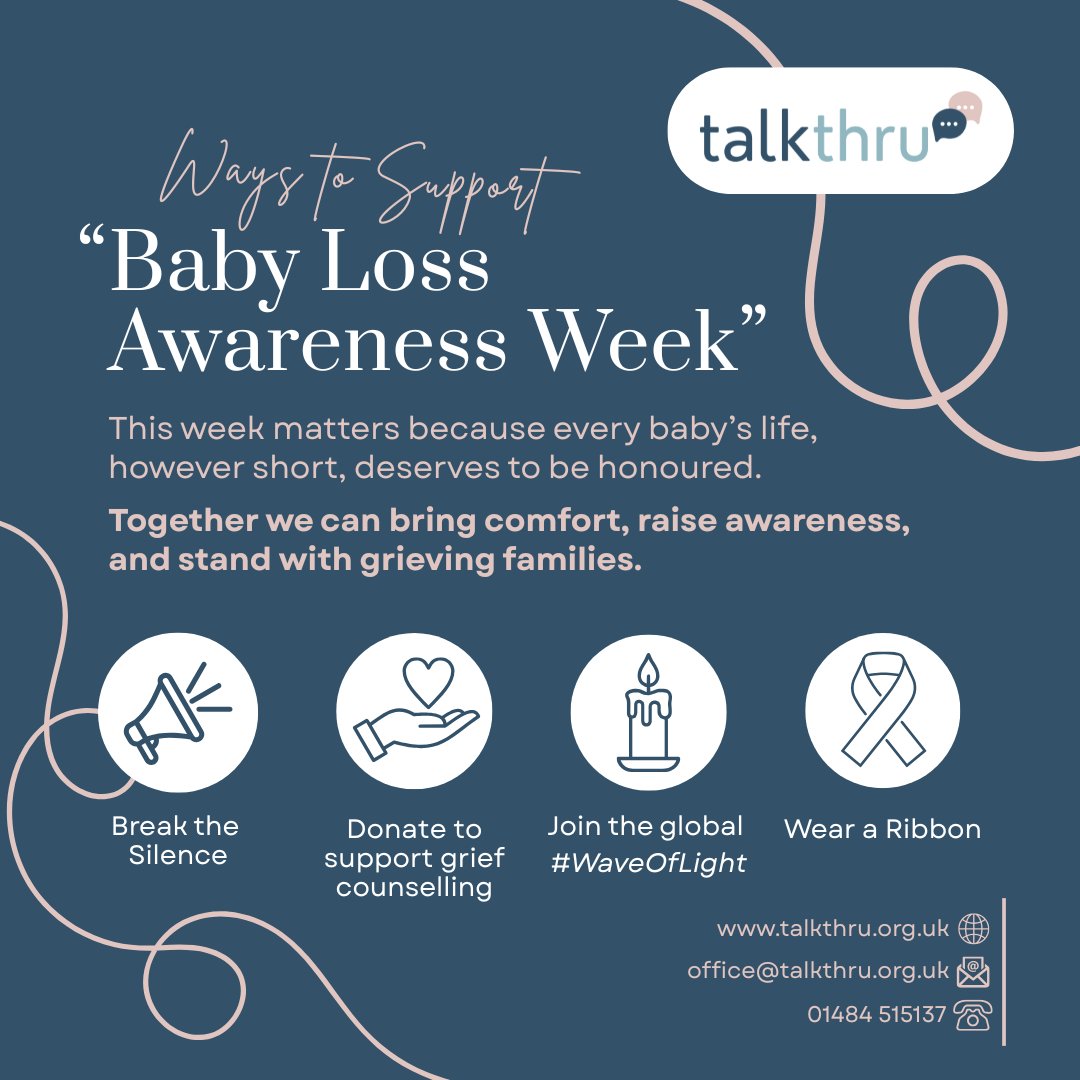 Honoring Baby Loss Awareness Week #blaw means honouring the grief, the love, and the stories of every parent, partner, and family who has experienced pregnancy or baby loss.

Here are ways that you can support. 
 #WaveOfLight #YouAreNotAlone #BreakTheSilence #Talkthru