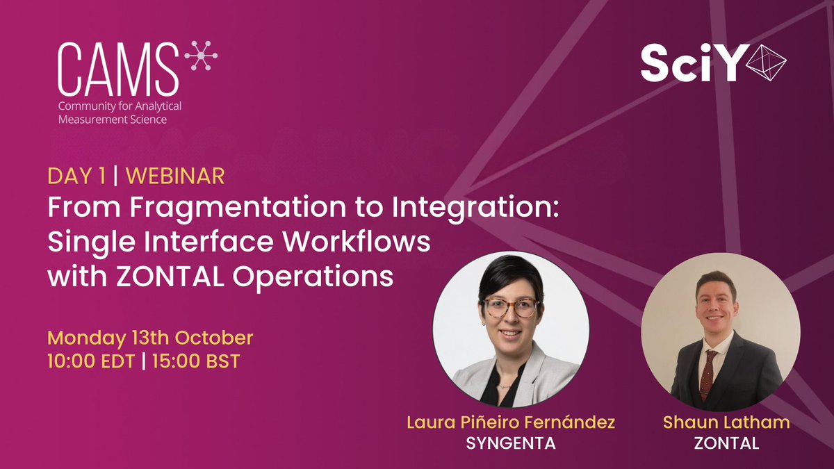 SciYSoftware's tweet image. ⏰ Last chance to register
The Community for analiyical measurement #CAMS #FutureLab: Chemistry in the Digital Age webinar week kicks off today!

Register now before it starts: goto.bruker.com/4nNtWy7
#CAMS #Future #SciY #ZONTAL #Syngenta #Digitalization #DigitalLab #FAIRdata