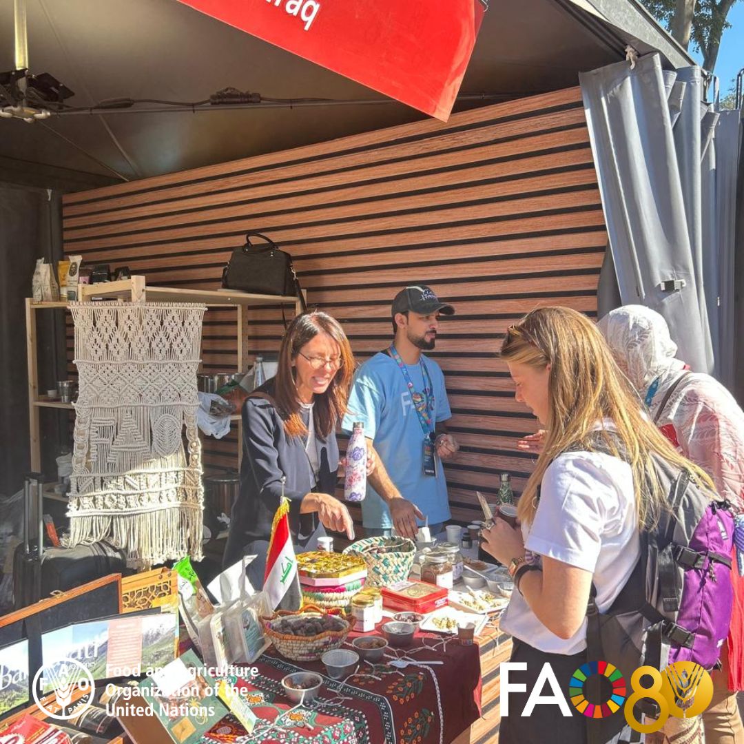 <a href="/FAOADG_NENA/">عبدالحكيم الواعر الممثل الإقليمي لمنظمة الفاو</a> <a href="/shajjhassan/">Salah El Hajj Hassan</a> As the #FAO80 exhibition concludes today in #Rome 🇮🇹, <a href="/FAO/">Food and Agriculture Organization</a> Iraq celebrates a successful showcase of Iraq’s proud agricultural identity, from dates to rice, connecting tradition, innovation, and sustainability. 🌾🌴✨ 
#Seeds2Foods