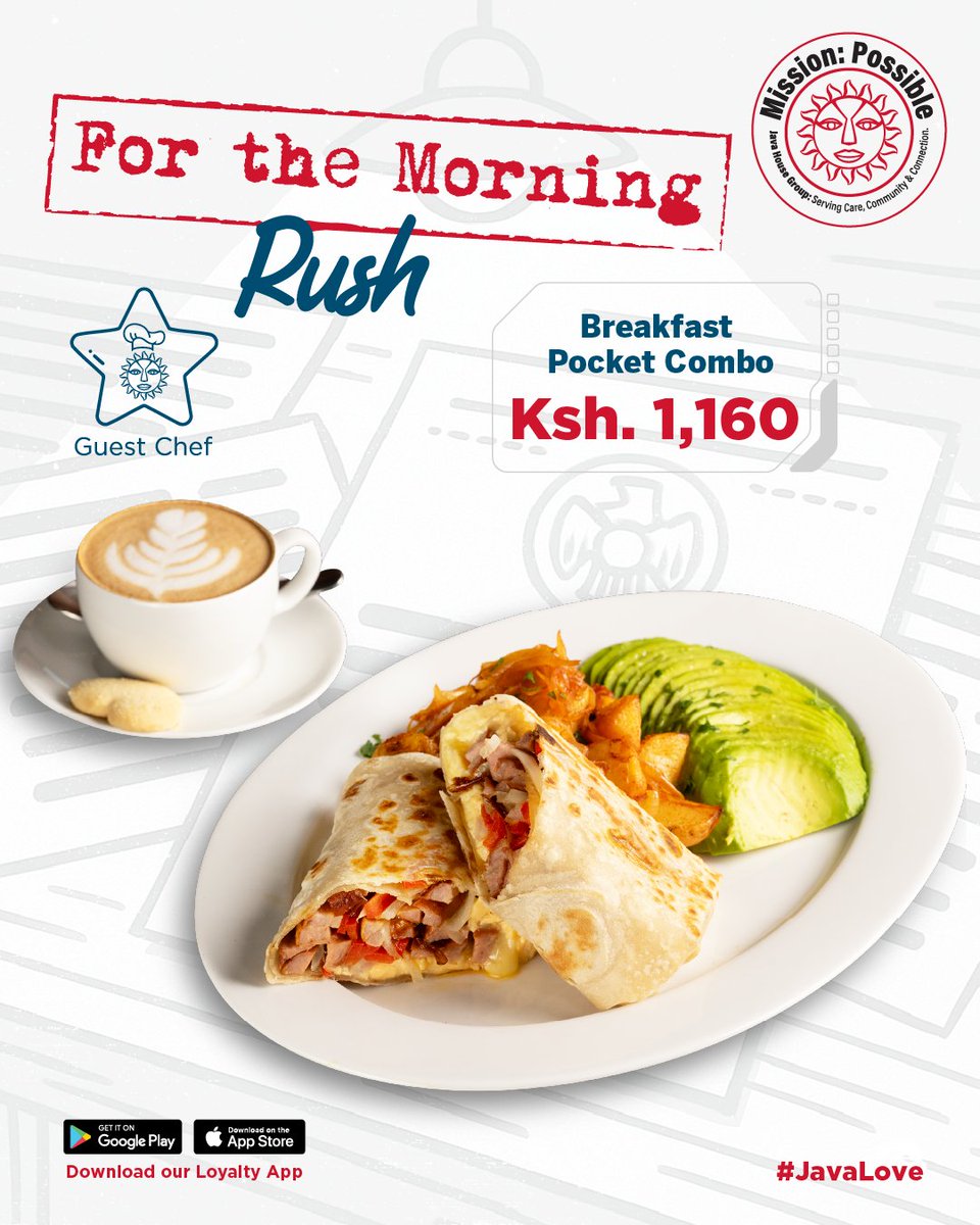 YayacentreKE's tweet image. For Sunday brunch, you can have the Big Plate Breakfast Combo from Java House Special menu and the Breakfast Pocket Combo from the @javahouseafrica Guest Chef Menu. Visit our branch on the ground floor today and enjoy!​

#JavaLove