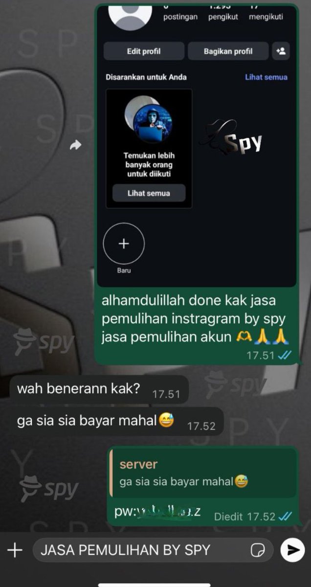Spy007RS_'s tweet image. OPEN JASA PEMULIHAN AKUN & JASA HAPUS AKUN
▫️JASA PEMULIHAN AKUN SOSMED
▫️JASA HAPUS AKUN
▫️JASA BANNED WA / BUKA WA
▫️JASA DOXXING / JASA LACAK / JASA SADAP
proses cepat bisa di tunggu wa.me/628990902388