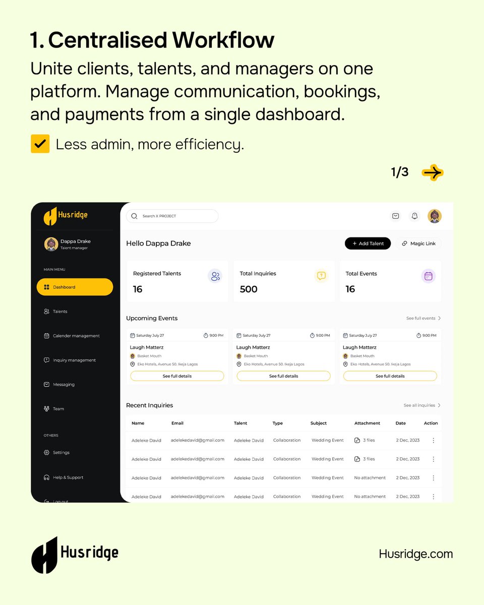 Husridge's tweet image. Complex operations? Not on our watch.
Here are three ways Husridge helps businesses work smarter and grow faster. ⚡
#Husridge #EfficiencyRedefined