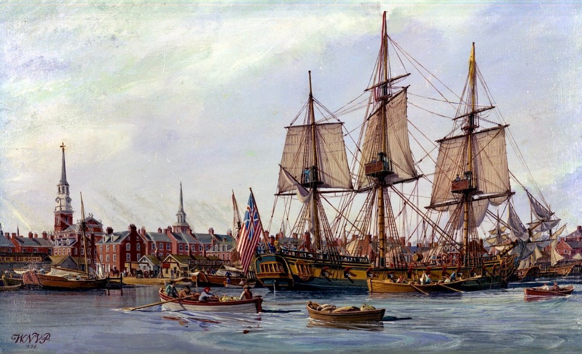 One this day October 13, 1775: the Continental Congress authorizes the Navy and outfits two warships to intercept supply ships bringing reinforcements to the British fleet blockading the colonies.  

The painting depicts Lt. John Paul Jones raising the flag on the Alfred at