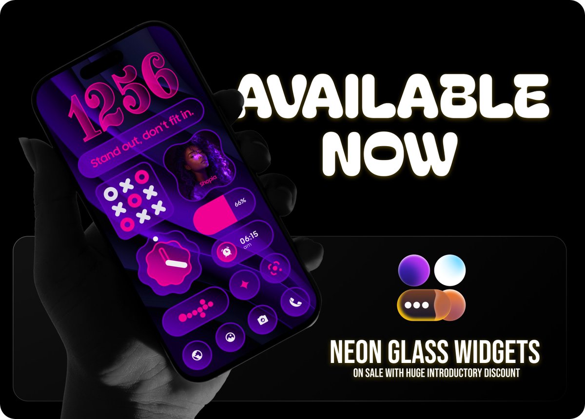 justnewdesigns's tweet image. Hey Everyone. 😍😍😍

Neon Glass Widgets 💎 are Finally Here! 🔥
Click To Get it Now : play.google.com/store/apps/det…

360+ Liquid Glass Inspired Widgets. No 3rd Party App Requires. Just Tap to Add.

🎁 5 Promo Codes for Lucky Retweet, Comment &amp;amp; ❤️

Check Highlights &amp;amp; Link. in a…