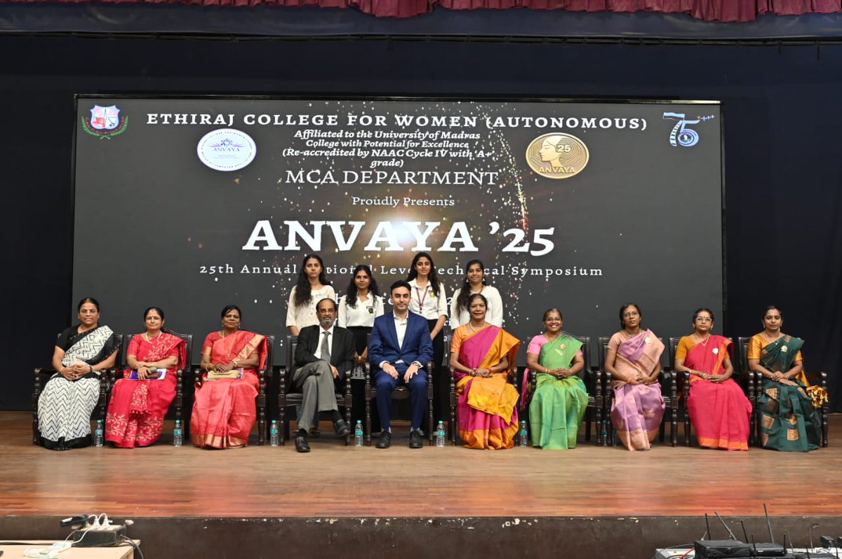 🚀 Anvaya’25, the MCA Dept’s National-level tech symposium, 🌟ignited today with coding battles,quiz &amp; paper presentations! Chief Guest Ishan Kapoor inspired minds on adaptability &amp; ethics. Highlight: Launch of SHIELD-a cyber safety initiative for women.
<a href="/mike_vmm/">Mike Muralidharan</a> 
 #Anvaya25
