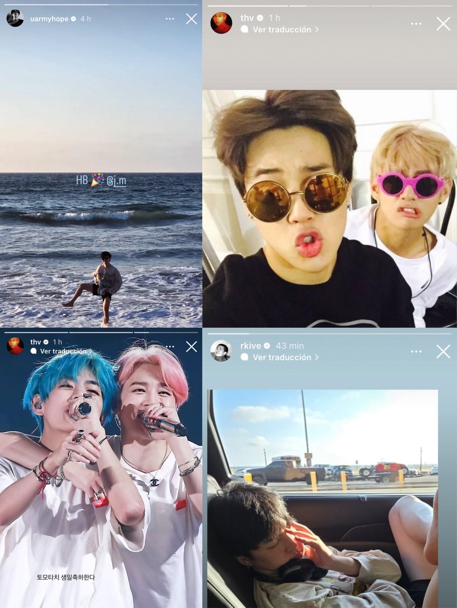 goeskthh's tweet image. taehyung, hoseok y namjoon felicitando a jimin por su cumpleaños con fotos lindísimas, ESTA ES MI HERMOSA FAMILIA😭💜
