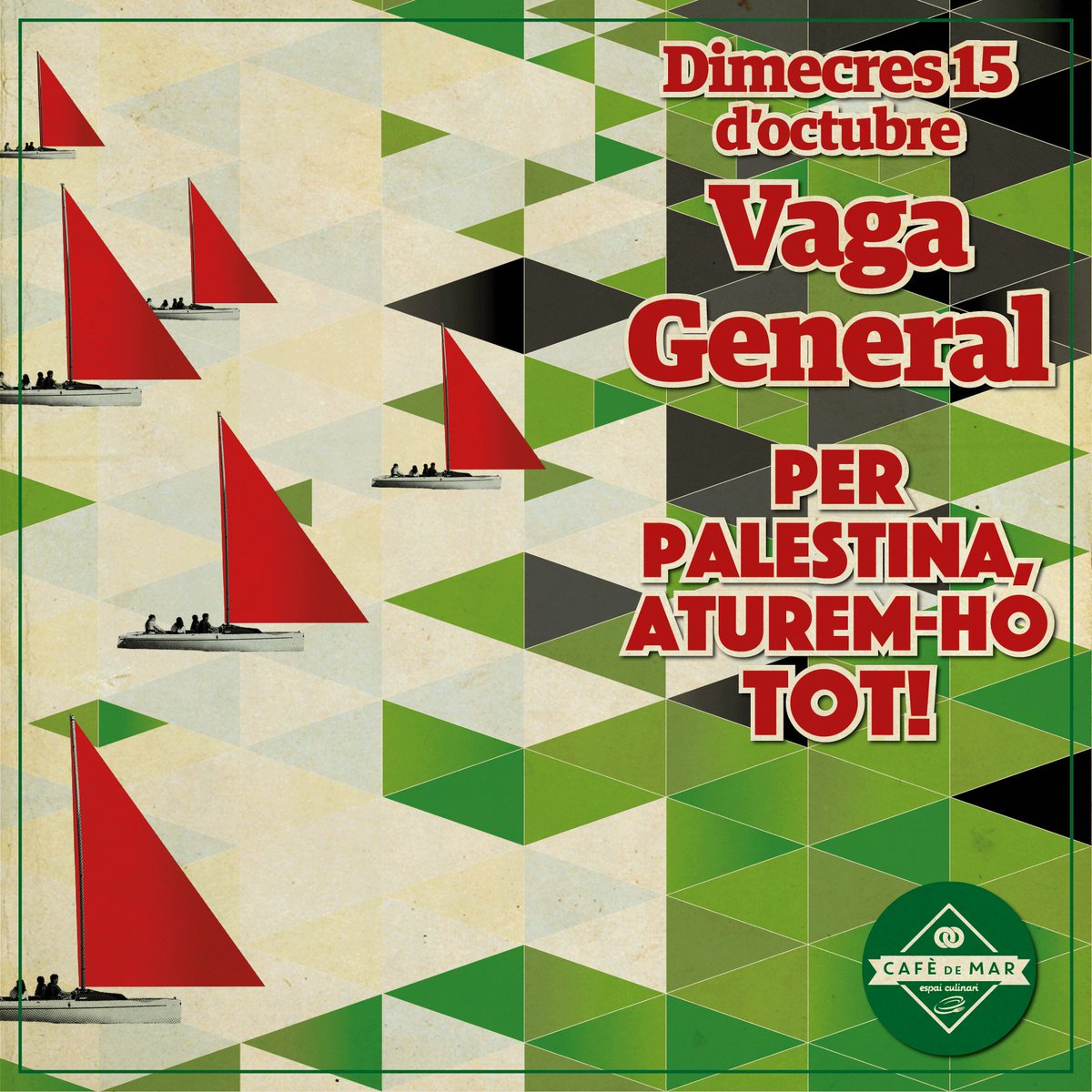 CafedeMarEC's tweet photo. 🇵🇸✊ Per Palestina, aturem-ho tot!

🔗https://t.co/EJTNmZZd1k

La cooperativa l'Ariet se suma a la #VagaxPalestina convocada pels sindicats de classe del país en solidaritat amb Palestina. L'Espai Culinari del Cafè de Mar no obrirà les seves portes el pròxim dimecres. https://t.co/SDCxfR4J0F