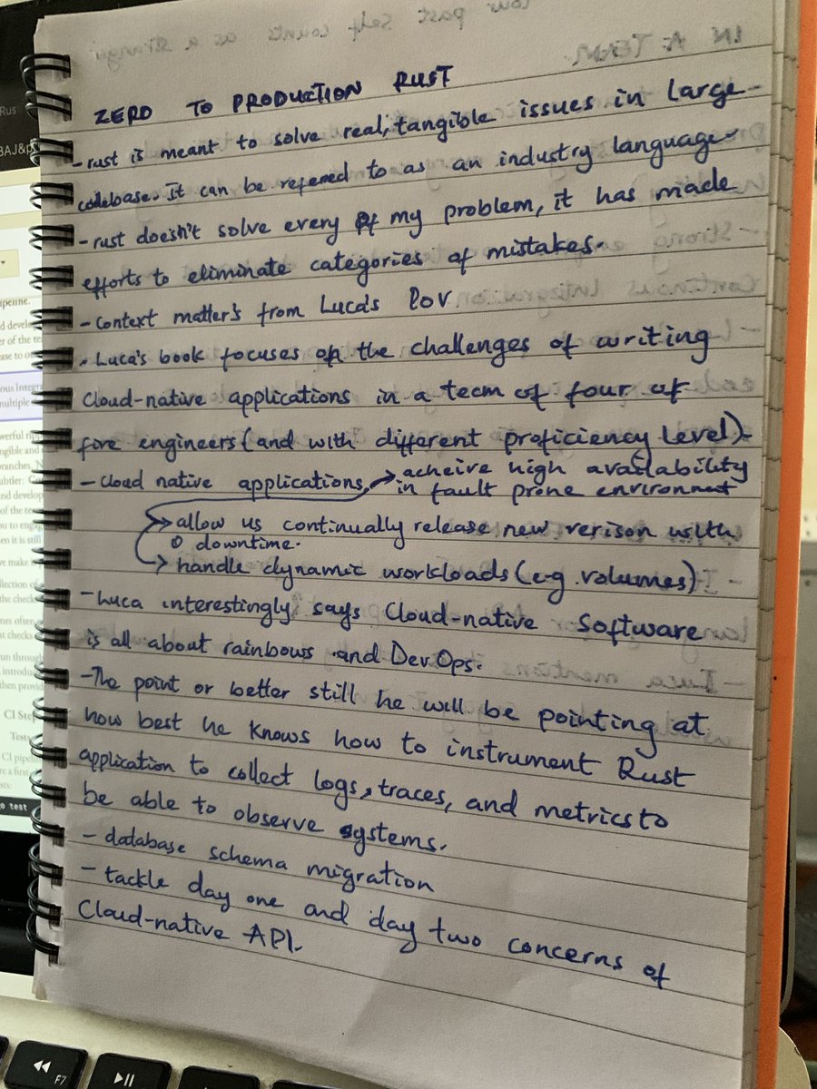 kayvee_x's tweet photo. Not so lost art of writing.

Picked up Zero to production in Rust by Luca Palmieri over the weekend. https://t.co/ABDXusLVhX