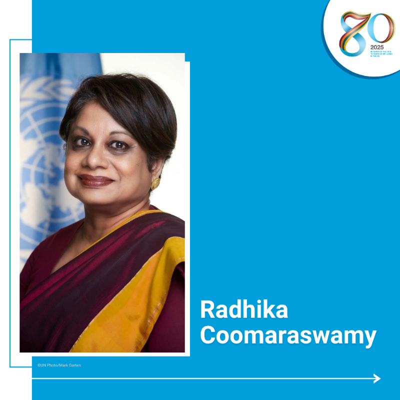 UNSriLanka's tweet photo. One of the many Sri Lankans of the UN🇺🇳, Dr. Radhika Coomaraswamy is a human rights advocate who has helped strengthen UN’s capacity to protect vulnerable populations, hold perpetrators accountable & inform policy that continues to make a lasting impact.
#OurUN #අපේUN #எங்கள்UN