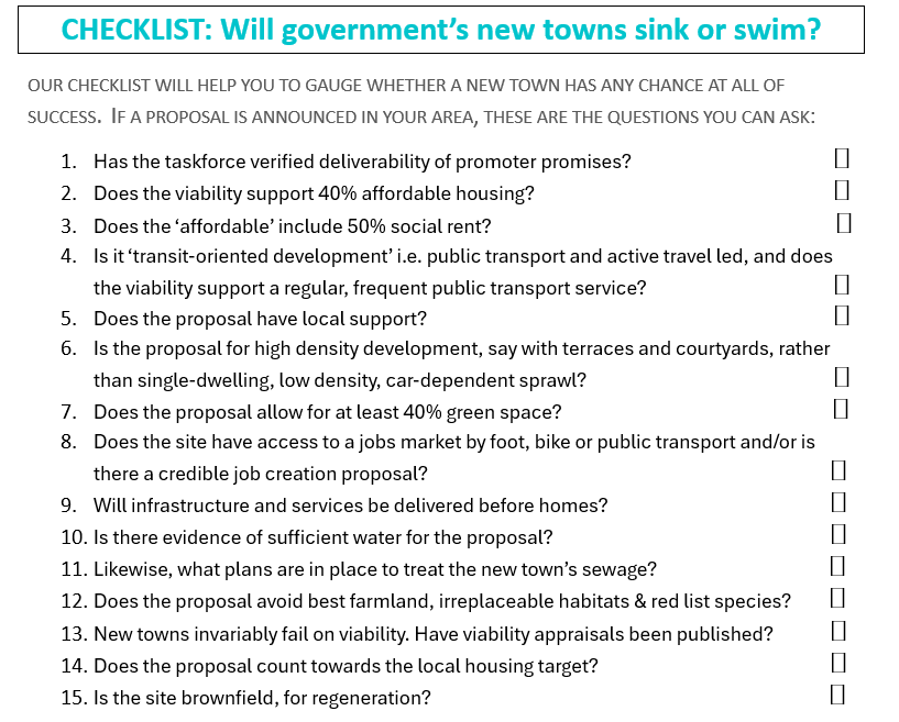 Does this Adlington "new town" meet the criteria in our checklist?
We think not!