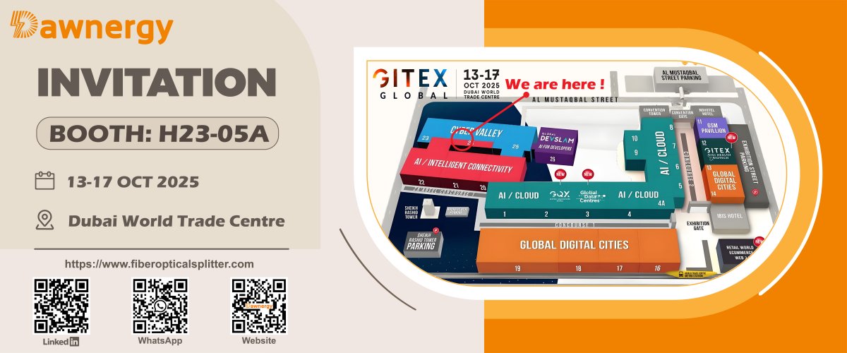 Dawnergy_fiber's tweet image. Dawnergy at the GITEX GLOBAL 2025 (Dubai)!
📅 Date: 13-17 OCT 2025
 📍 Address: Dubai World Trade Centre
🎯Booth: H23-05A
#GITEX #DUBAI #GITEXGLOBAL #GITEX2025 #FTTR #FTTH #FibreOptics #DAWNERGY