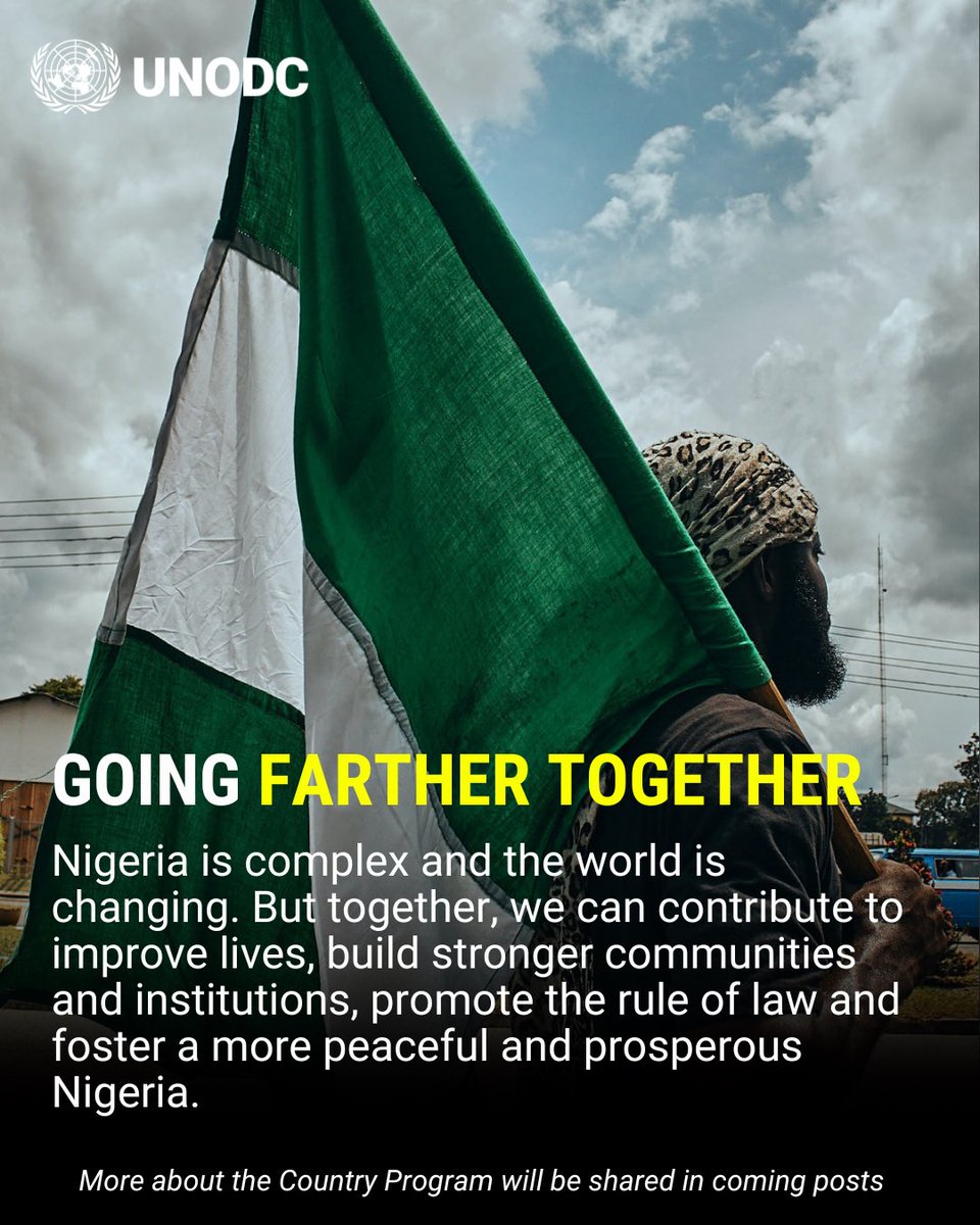 A first for UNODC🇳🇬! 

We are proud to announce our first-ever Country Programme (CP) - a strategic framework to guide our support and interventions in Nigeria from 2026 - 2030.

Let’s go #FartherTogether, explore UNODC🇳🇬 Country Programme: bit.ly/UNODCNigeriaCP