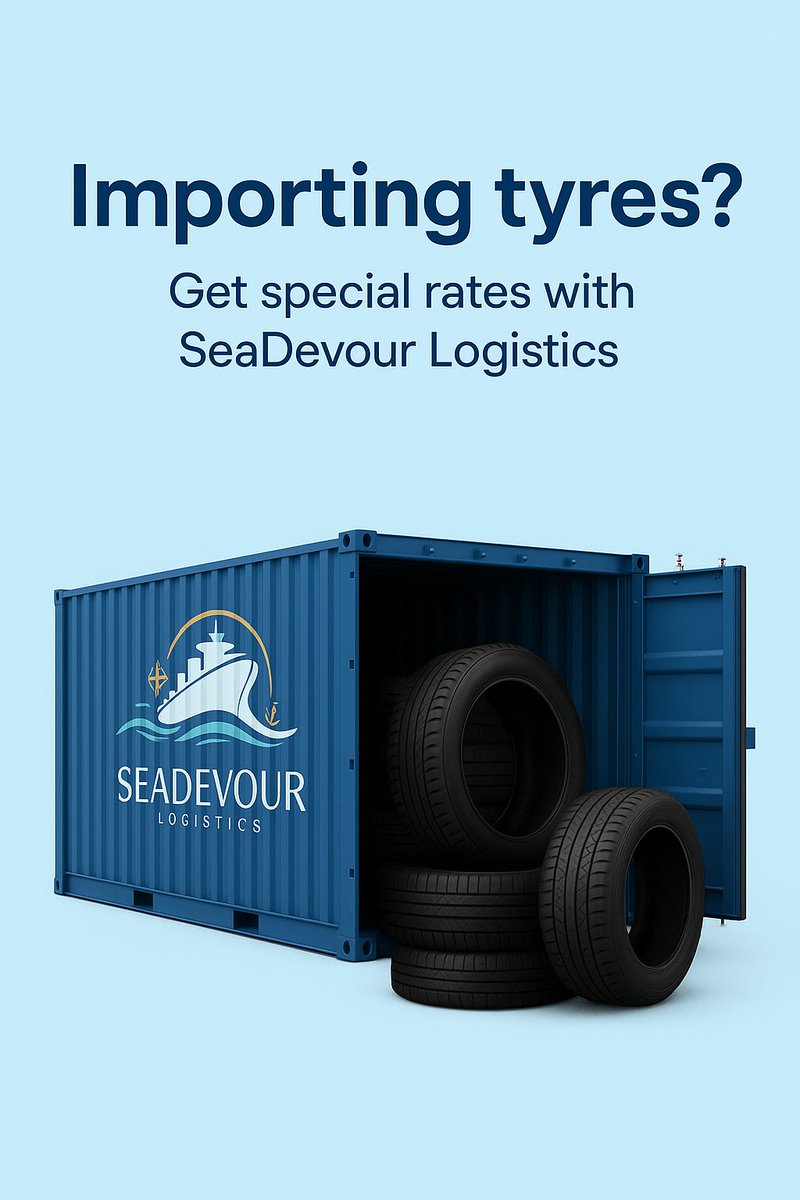 SeadevourLogi's tweet image. Importing Tyres?
Get special rates with SeaDevour Logistics – your trusted partner in global trade and logistics. From ports to your doorstep, we ensure smooth and reliable import solutions.

📧 info@seadevourlogistics.com

📞 +92 318 2085959 | +92 340 2708053
