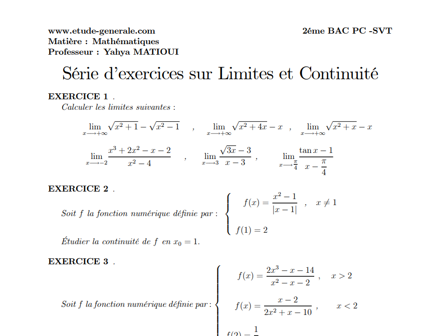 etudegenerale's tweet image. (2 bac pc et svt) 
Limites et continuité exercices corrigés ✍️
etude-generale.com/limites-et-con…

#maths #mathematics #Mathematician  #mathématiques #2bac