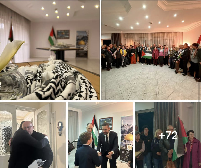 [يلحق بالعربية]

Egy szeretetteljes üzenet… mely a szíveken átível, nem a határokon

A Palesztin Állam magyarországi nagykövete, Dr. Fadi Elhusseini, a budapesti rezidencián fogadott egy romániai és magyarországi keresztény delegációt, akik őszinte szolidaritásukat fejezték ki