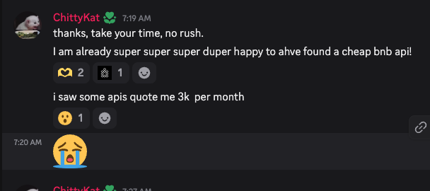graphtronauts_c's tweet image. Need cheaper indexing for $BNB? 🔥
Skip the $3K/month APIs and try #TheGraph’s Token API instead.
Fetch balances, transfers & metadata across chains with one endpoint.
👉 thegraph.com/docs/en/token-…
Here is a user who recently found it 👇