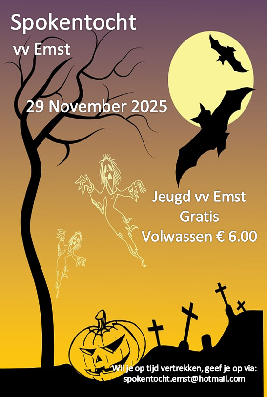 Inschrijving voor de Spokentocht v.v. Emst 2025 geopend; wees snel want VOL = VOL !!!. Zie: vvemst.nl/295/spokentoch…