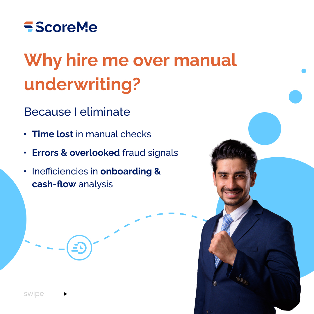 ScoremeSolution's tweet image. Manual underwriting costs time, money & trust.
What if you could replace that with 99%+ accuracy in 2 minutes?
Meet ScoreMe’s Bank Statement Analyzer.
Book your demo today: scoreme.in/bank-statement…
#digitallending #scoremesolutions #creditunderwriting #futureoflending