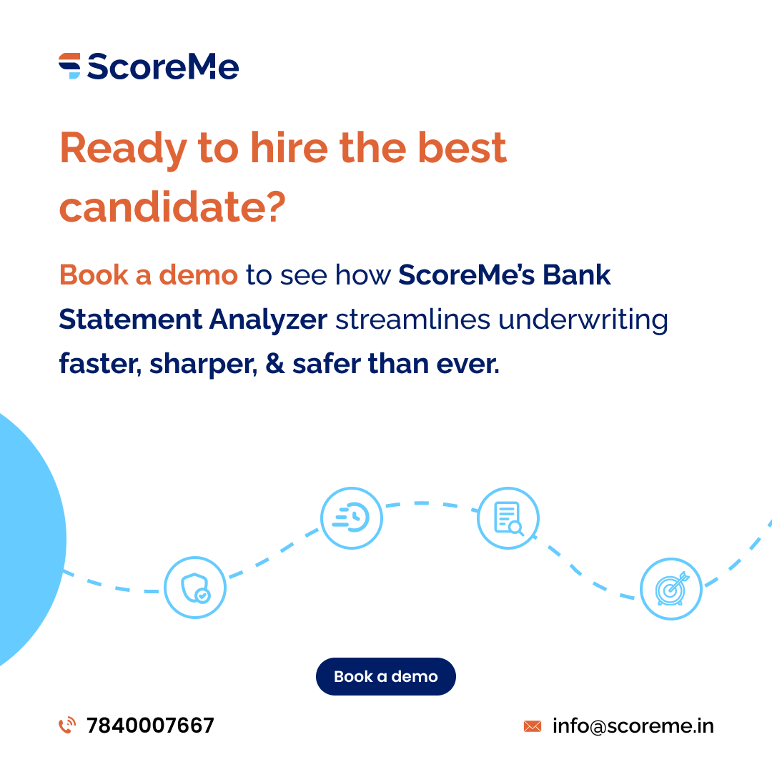 ScoremeSolution's tweet image. Manual underwriting costs time, money & trust.
What if you could replace that with 99%+ accuracy in 2 minutes?
Meet ScoreMe’s Bank Statement Analyzer.
Book your demo today: scoreme.in/bank-statement…
#digitallending #scoremesolutions #creditunderwriting #futureoflending