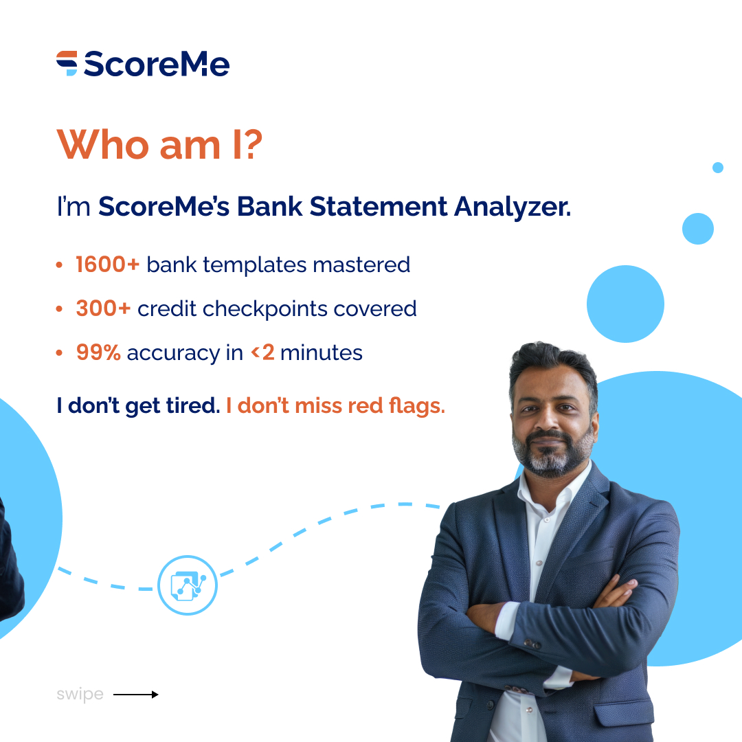 ScoremeSolution's tweet image. Manual underwriting costs time, money & trust.
What if you could replace that with 99%+ accuracy in 2 minutes?
Meet ScoreMe’s Bank Statement Analyzer.
Book your demo today: scoreme.in/bank-statement…
#digitallending #scoremesolutions #creditunderwriting #futureoflending