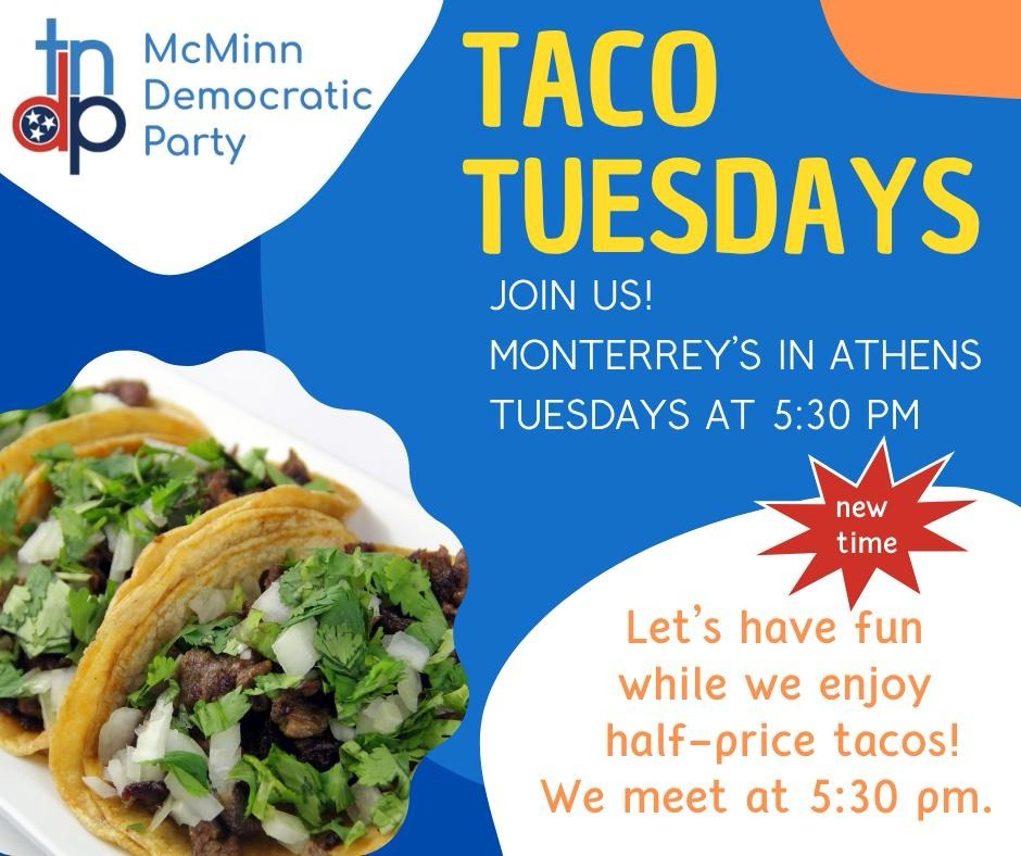 Join us tomorrow for Taco Tuesdays at Monterrey's at 5:30pm! Less than $10 for three tacos and some fellowship for free! We'd love to see you there. Bring a friend!