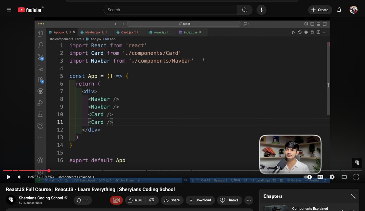 jatinmajoka12's tweet image. 👉🏻React Revision — Day 1✅
Topic Covered 👇
🔹Overview of React & Folder Setup
🔹Import/Export in JS
🔹Components
I know it’s a small start… but step by step, we’ll build something big 🚀
Consistency > Speed 💪
#ReactJS #100DaysOfCode #WebDev #JavaScript #Frontend #codingdaily