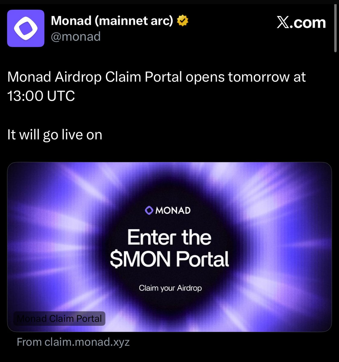 So much chatter on the TL about Monad claims and allocations. Tomorrow, we’ll all finally see where we stand and things will settle back to normal.

See y’all tomorrow at 13:00 UTC.

GMONAD QUANTS 💜