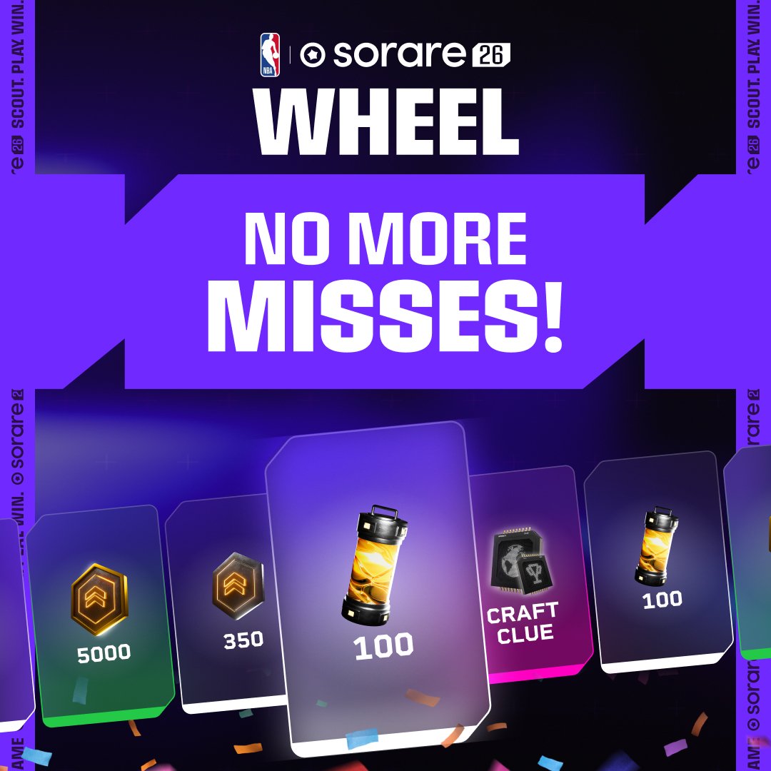 🎡The Wheel v2 is Live!

🔥 The Miss button was driving you crazy? Well, it’s gone!
🎟️ Tickets won during maintenance are ready to use!
🫡 The Daily Free Ticket is officially retired!

Check out the new odds 👉 go.sorare.com/rptrq