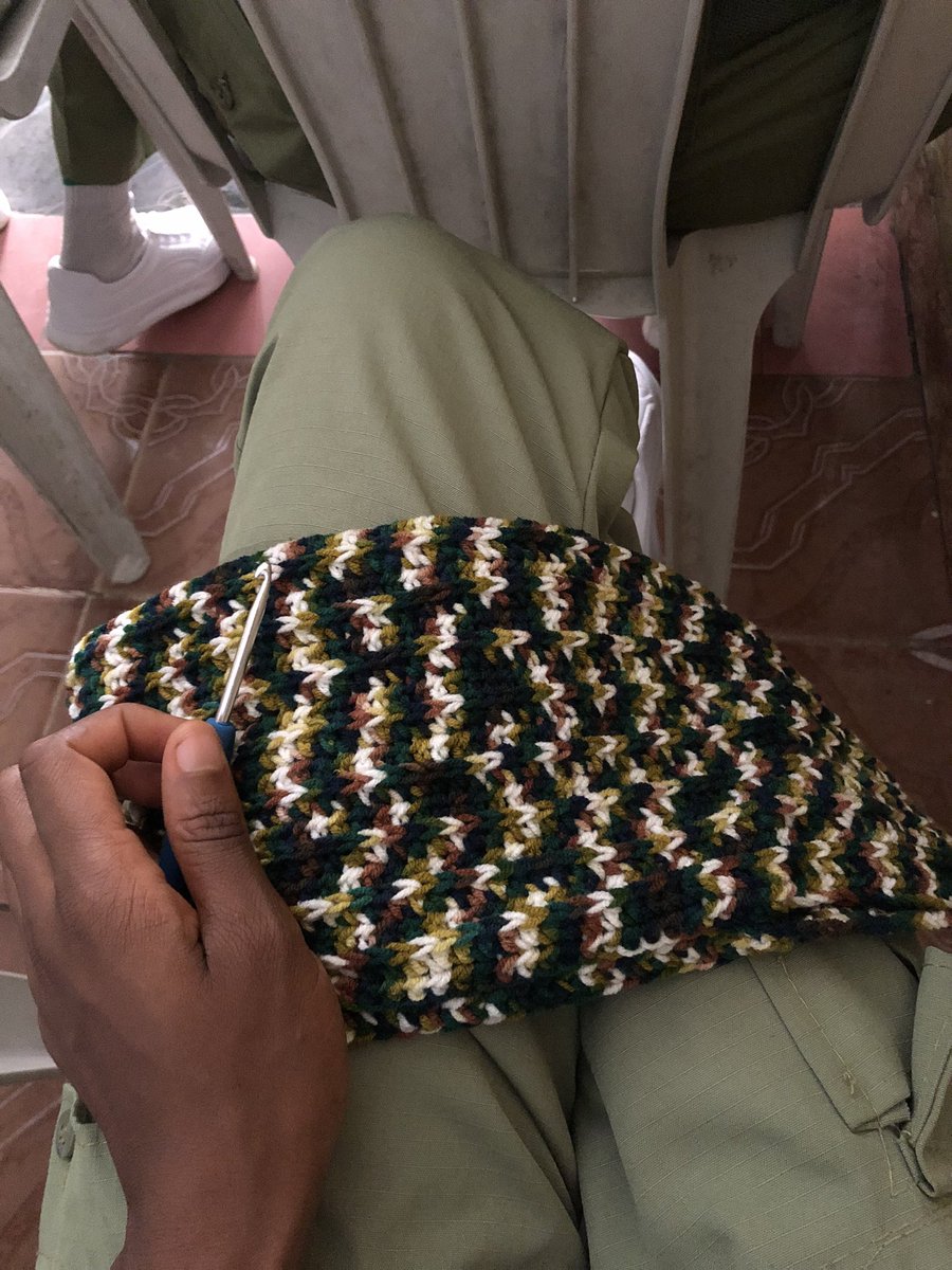 Work in progress on today’s episode of crochet in khaki
