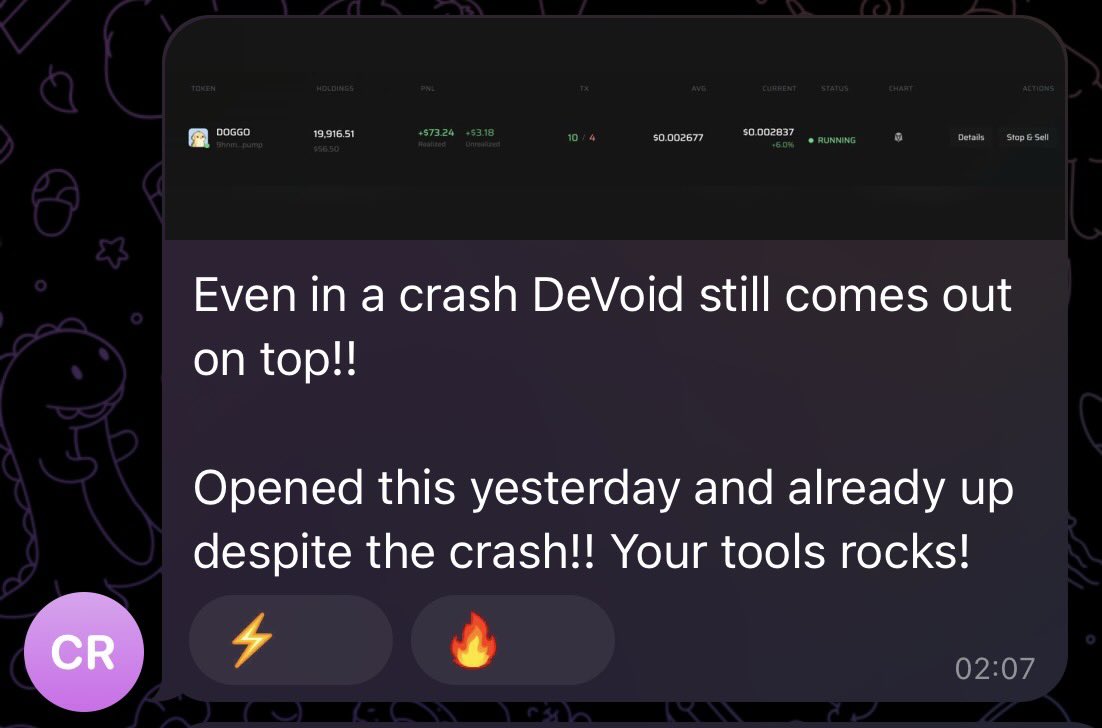 We love seeing this kind of feedback.

Even in the middle of a market crash, system keeps doing what it was built to do.