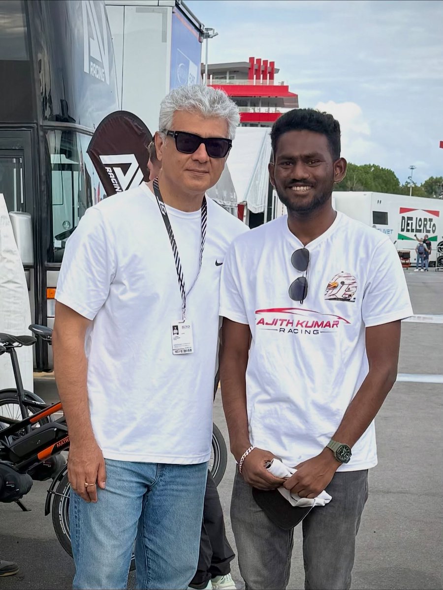 ajithFC's tweet image. Ajith sir pics at Barcelona for Gt4 European series with fan
| #AK #Ajith #Ajithkumar | #AjithKumarRacing | #GT4Series | #AKRacing | #Avracing | pic: vijay |