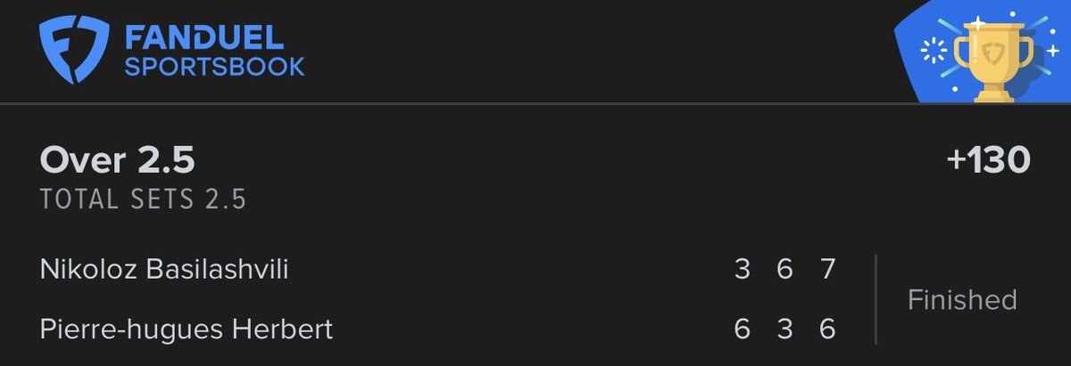 🎾 Nice +Money Straight Winner 🏦 

✅ Basilashvili 🆚 Herbert o2.5 Sets (+130) 💎

Both of those guys have wild momentum swings set to set. This was always gonna go 3!!!

#GamblingX