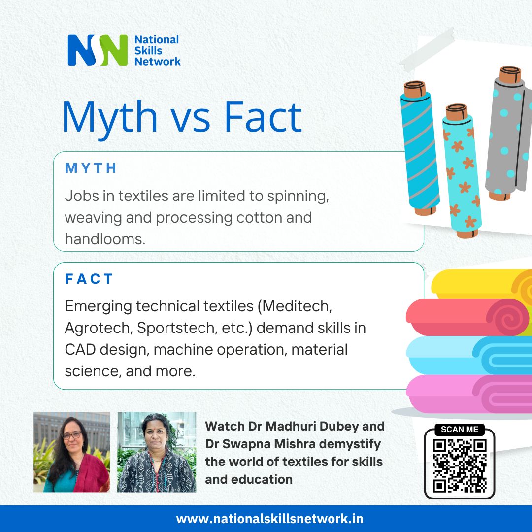 NSN_India's tweet image. India’s textile industry is transforming! 🧵 From Meditech to Sportstech, advanced skills are driving growth. It’s time to see textiles as a future-ready, skill-powered industry. 💪 #SkillIndia #TextileTech
Watch the full video to learn more - youtu.be/hA8l1WUz8Fs