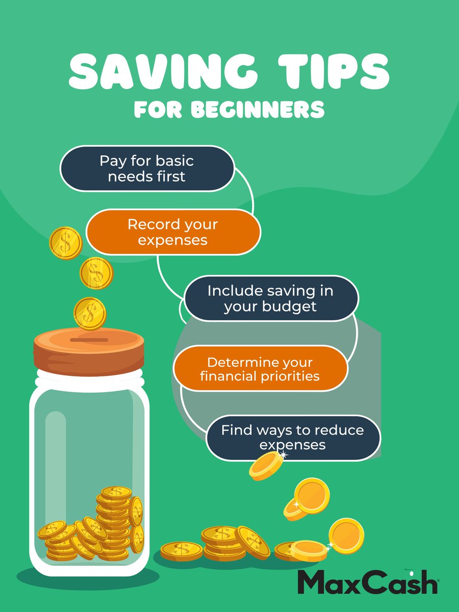 Are you just starting out in your savings journey? Here's a few tips to get started and make your money work for you! Explore more through the Max Cash® Financial Resources Toolkit, which offers free budgeting and savings guides. 
maxcash.com/toolkit/ 
#finance #savings #money