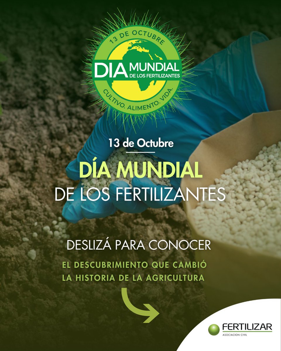 FertilizarAC's tweet photo. Hoy celebramos el descubrimiento del proceso Haber-Bosch, que permitió transformar el nitrógeno del aire en amoníaco, dando origen a la producción a gran escala de fertilizantes. 🌾

Este avance del siglo XX cambió la historia de la agricultura y de la humanidad para siempre: gracias a los fertilizantes, podemos nutrir los cultivos de forma eficaz y producir más y mejores alimentos para el mundo.

👉 La mitad de los alimentos que consumimos se producen gracias a su uso.

#DiaMundialFertilizantes #fertilizantes #nutrientes #cultivos #suelo #SeguridadAlimentaria #AgriculturaSostenible