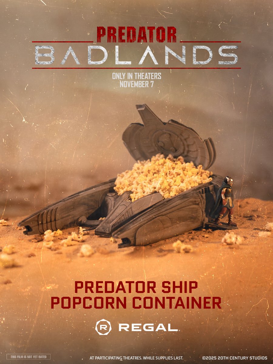 DiscussingFilm's tweet image. The first ‘PREDATOR: BADLANDS’ popcorn bucket has been revealed.