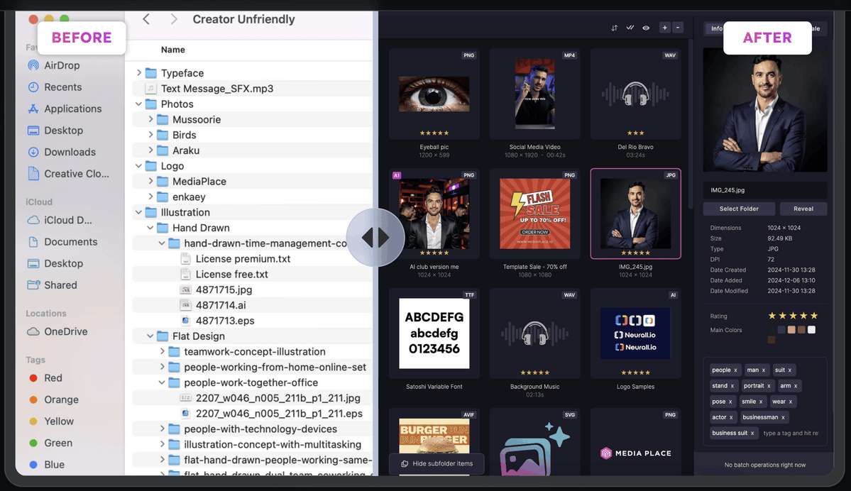 technsoftware's tweet image. Media files in chaos? 😩 You don’t need 25 apps — you need MediaPlace. The all-in-one creative suite for people who actually make stuff: AI auto-tagging, instant previews, batch edits, offline AI tools + full editor. Stop hunting. Start creating. 👉 explorethis.link/mediaplace
