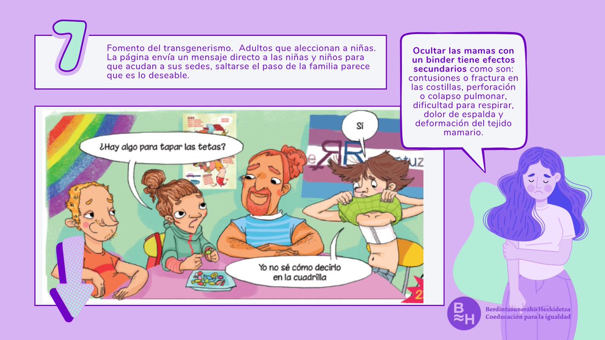¿Sabe <a href="/Gob_eus/">Eusko Jaurlaritza - Gobierno Vasco</a> <a href="/emakundEJGV/">Emakunde</a> que el uso de "binders"(artefactos utilizados para aplastar u ocultar las mamas) es promovido por esta guía como parte del rechazo a los rasgos sexuales de las niñas? ¿Sabe <a href="/BerdinduEJGV/">Berdindu - EJGV</a> cuáles son las consecuencias de su utilización?