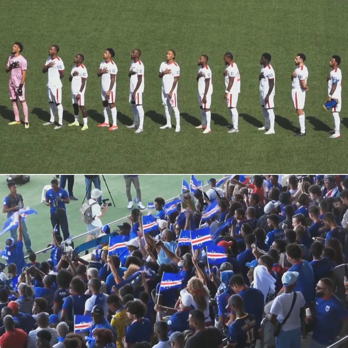 MenInBlazers's tweet photo. Cape Verde can today become the second-smallest country to qualify for the World Cup 🇨🇻

The 560,000 population roughly equals Albuquerque. It's a national half-day so people can watch the game and the starting XI play in nine different nations. Beat Eswatini and they qualify 🦈 https://t.co/G1r9sYVB0j