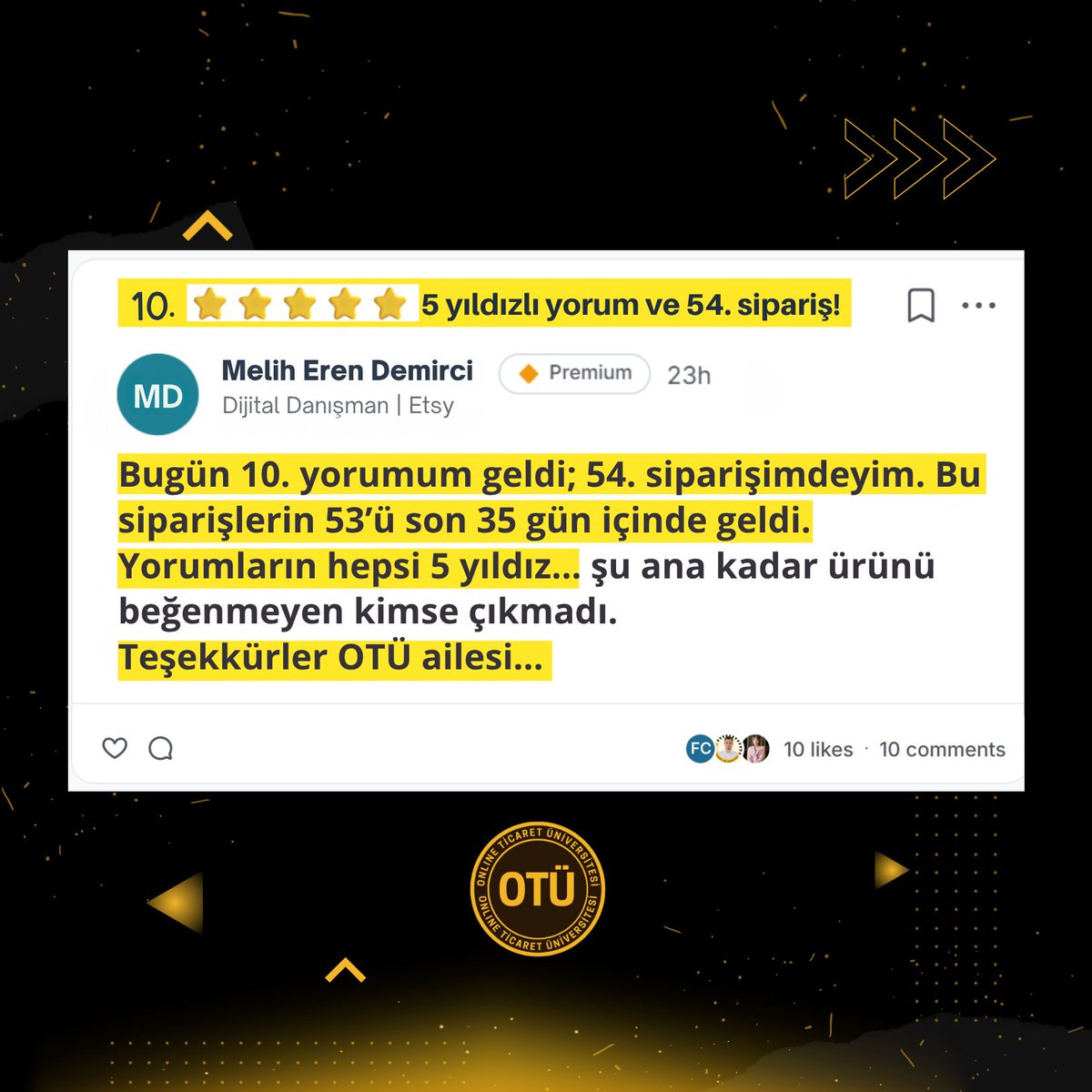 OTÜ Kursiyerleri ETSY satışlarında kazanmaya devam ediyor.🏆🚀