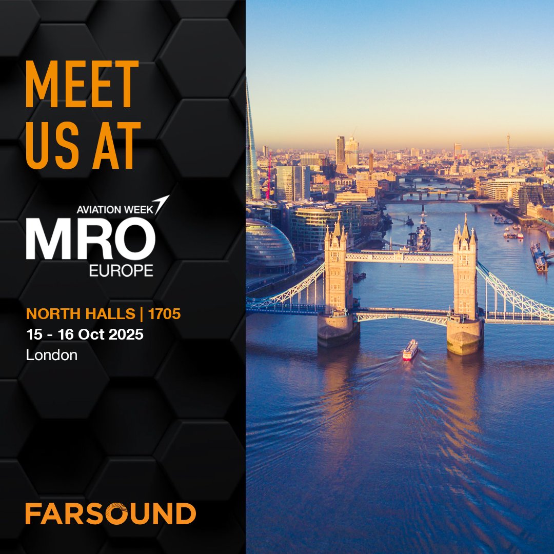 📢 Meet #Farsound this week at MRO Europe

🌍 ExCeL, London
📆 October 15–16
📍 North Halls | Stand 1705

👉 Learn more 🔗  loom.ly/IquJqUw

#MROE #Aviation #AeroEngineParts #AircraftParts #MROEurope