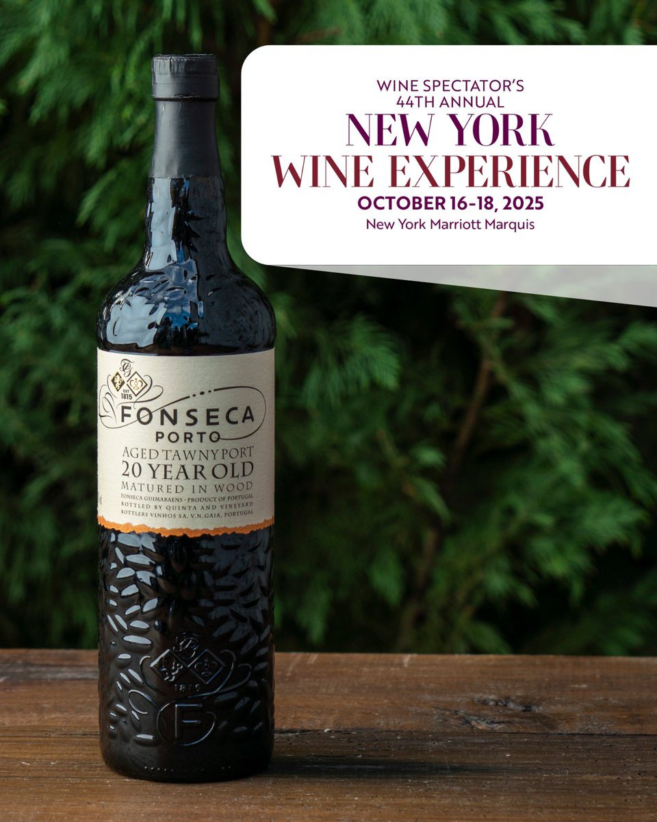 Fonseca Port (@fonsecaport) on Twitter photo This October, we are joining the world’s leading wine producers at the <a href="/WineSpectator/">Wine Spectator</a>'s 44th Annual New York Wine Experience.
Discover the depth and harmony of the Fonseca 20 Year Old Tawny Port - a masterful expression of time, tradition, and the art of blending.
#FonsecaPort This October, we are joining the world’s leading wine producers at the <a href="/WineSpectator/">Wine Spectator</a>'s 44th Annual New York Wine Experience.
Discover the depth and harmony of the Fonseca 20 Year Old Tawny Port - a masterful expression of time, tradition, and the art of blending.
#FonsecaPort