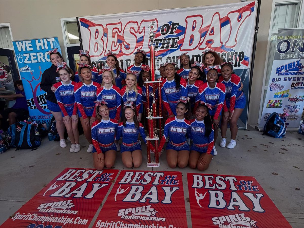 Congratulations to the Pinellas Park High School Varsity Cheerleading team for an incredible sweep at The Best of the Bay Cheer Competition! 🏆 They brought home Best Sportsmanship, 1st Place, School Grand Champion, and High Point! 👏 #PCSProud