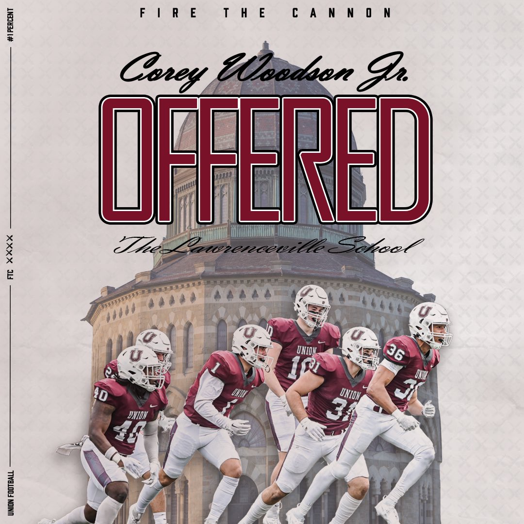 Corey Woodson Jr (@coreywoodsonjr) on Twitter photo Super blessed to receive my first offer! Thank you to <a href="/CoachDeHigs/">Devin Higgins</a> <a href="/UnionCollegeFB/">Union College Football</a>
<a href="/CoachPoeWins/">Napoleon Sykes Jr.</a> <a href="/LvilleBigRedFB/">Lawrenceville Football</a> Super blessed to receive my first offer! Thank you to <a href="/CoachDeHigs/">Devin Higgins</a> <a href="/UnionCollegeFB/">Union College Football</a>
<a href="/CoachPoeWins/">Napoleon Sykes Jr.</a> <a href="/LvilleBigRedFB/">Lawrenceville Football</a>